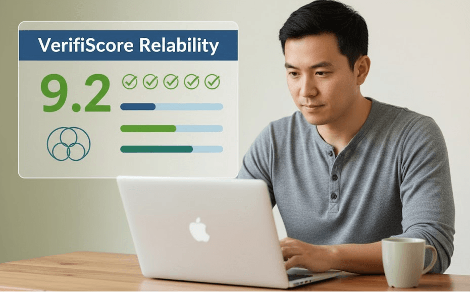 Customer using a phone to read reviews