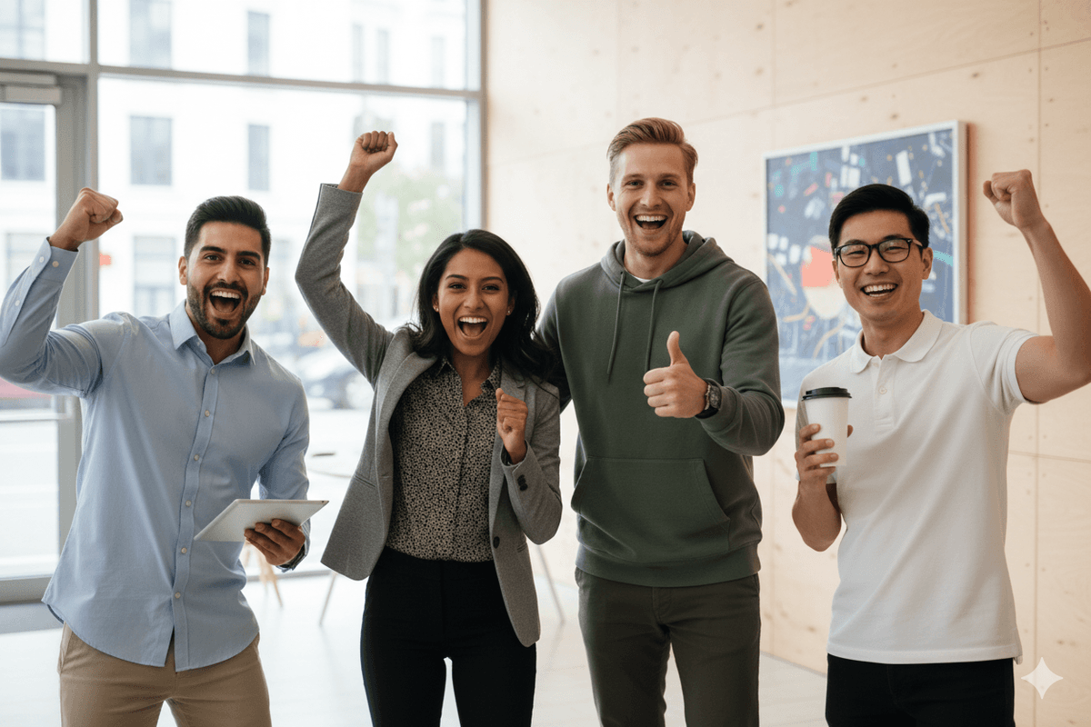 Happy employees at Tellacity